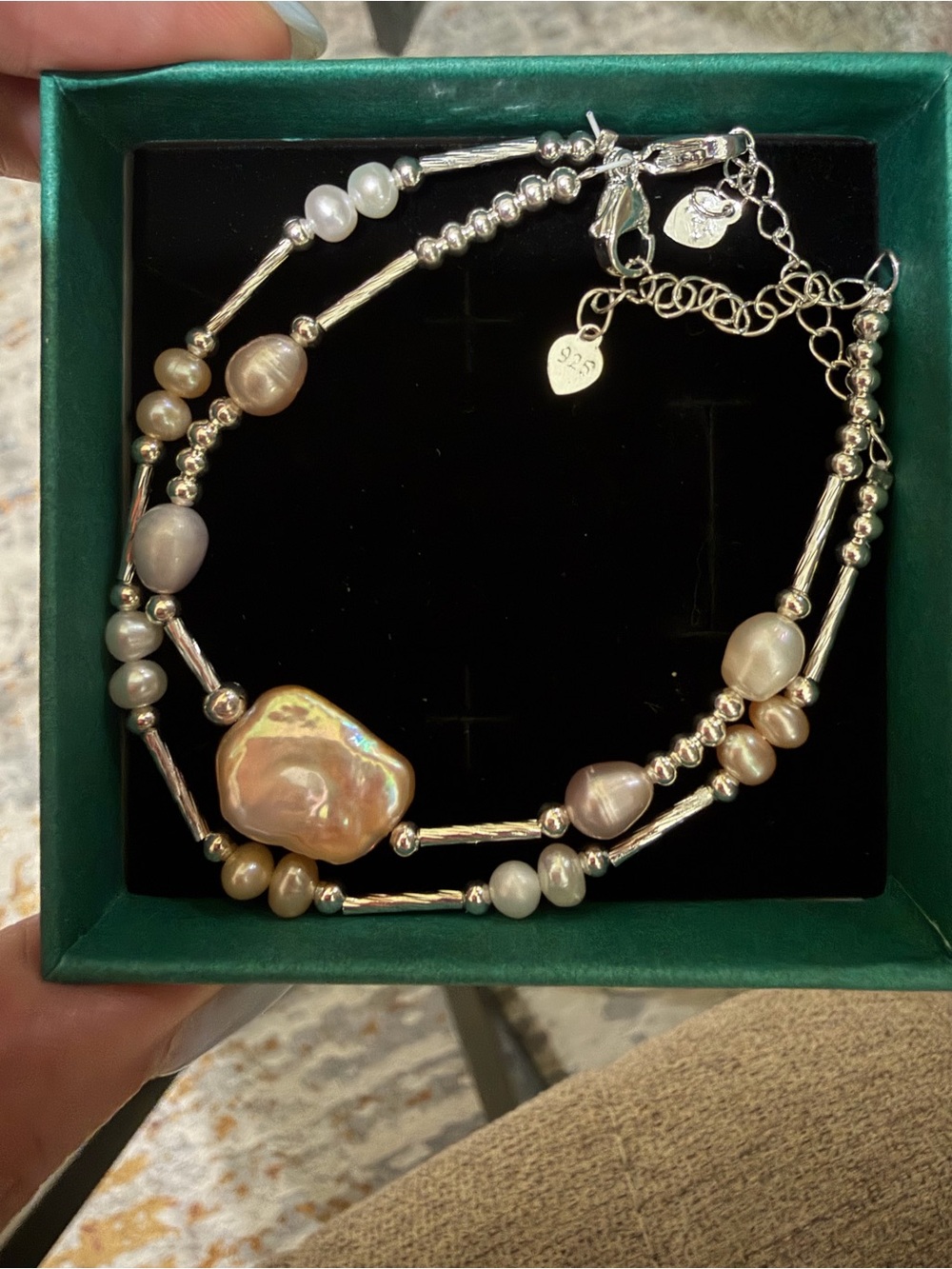 Freshwater Pearl 18k Over 925 Sterling Silver Baroque & Seedless Bracelet Set